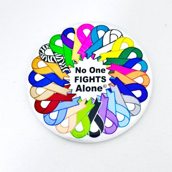 No One Fights Alone Ribbons for Cancer Awareness Badge/Button Pin - Picture 2 of 3